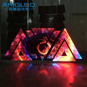 Rmgled 3D DJ Booth <span class=keywords><strong>LED</strong></span> hiển thị tùy chỉnh Disco 3D màn hình <span class=keywords><strong>LED</strong></span> DJ Booth cho hộp đêm hình dạng bất thường Màn hình DJ mặt tiền gian hàng - Product Image 5