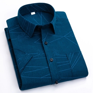 <span class=keywords><strong>Chemise</strong></span> ajustée à manches courtes pour <span class=keywords><strong>homme</strong></span>, motif 3D, en soie/coton écologique tricotée, anti-plis, style décontracté chic, idéale pour l'été - Product Image 4