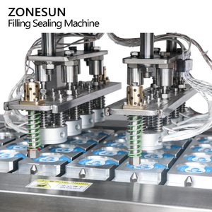 Máquina llenadora y selladora automática de líquidos y pastas ZONESUN ZS-AFS01P con bomba de pistón de 4 cabezales lineales para condimentos, salsas, mermeladas y vasos de plástico. - Product Image 5