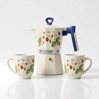 Lot de 2 cafetières Moka en aluminium avec poignée et tasses en céramique, coffret cadeau personnalisé pour cadeaux d'entreprise