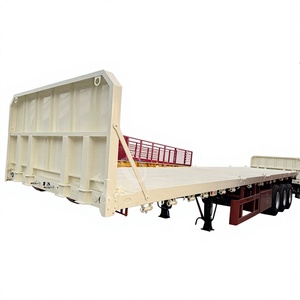รถพ่วงพื้นเรียบสำหรับบรรทุกตู้คอนเทนเนอร์ขนาด 40 ฟุต 45 ฟุต 3 เพลา สำหรับงานหนัก ความยาว 13.6 เมตร ขาย - Product Image 1