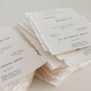 บัตรเชิญกระดาษผ้าฝ้ายขอบตกแต่งงานทำมือสำหรับงานแต่งงานงานหมั้น - Product Image 2