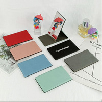 Zonyin haute qualité pliant Rectangle Pu cuir debout miroir de maquillage Logo en relief Portable bureau miroir de poche pour voyage