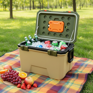 Factory Custom Wholesale Eco-Friendly Reusable Outdoor Portable Rolling Wheeled 20 Days Ice Retention Hard Rotomolded <strong>Cooler</strong> <strong>Box</strong> - Product Image 1