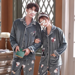 Flanella Addensare Biancheria Da Notte Autunno Inverno Nuova Coppia di Sonno Set di Corallo del panno morbido 2PCS Pigiama Tuta Degli Uomini Homewear <span class=keywords><strong>Caldo</strong></span> Della Biancheria Intima - Product Image 2