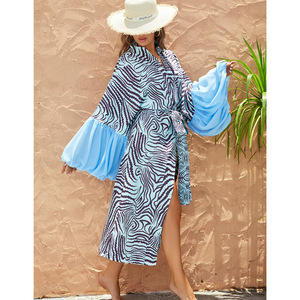 TW 2024 nuovo <span class=keywords><strong>Cardigan</strong></span> a righe zebrate a maniche lunghe Bikini copricostume da mare - Product Image 2