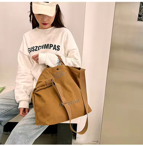 ECO Oversize Weekend Heavy Fabric Canvas Cotton Shopping Tote <b>Bag</b> Women/men Gift Handbag With Strong Strap Custom logo - Product Image 3