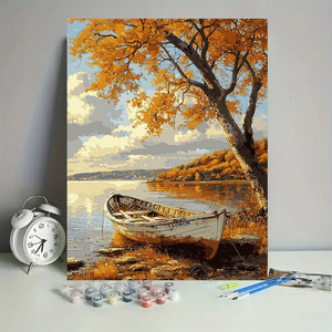 Peinture à <span class=keywords><strong>l</strong></span>'huile numérique sur toile à thème <span class=keywords><strong>paysage</strong></span> <span class=keywords><strong>de</strong></span> feuilles d'<span class=keywords><strong>automne</strong></span> SONGWOO Art, ensemble <span class=keywords><strong>de</strong></span> peinture par numéros pour adultes, décoration - Product Image 2