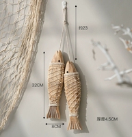 Décorations Murales Créatives en Bois Sculpté de Poissons, Style Méditerranéen, en Bois Massif, pour la Maison