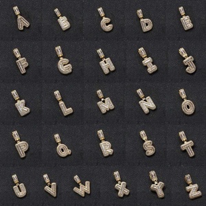 Pendentifs Hip-Hop en laiton plaqué or, sertis de zircone cubique, motifs lettres, animaux, ours, croix, pour collier DIY - Product Image 3