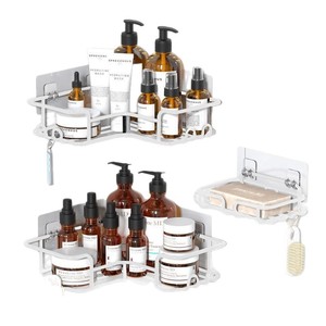 Étagère de rangement triangulaire pour salle de bain, 3 niveaux, à fixer en coin, durable, noir et blanc, pour produits de soins personnels - Product Image 5