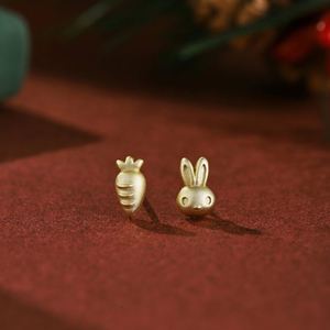 Dylam Stylish <b>Fine</b> Jewelry Hypoallergenic Women S925 Silver Rhodium 18K Gold Chinese Zodiac Rabbit Carrot <b>Stud</b> <b>Earring</b> - Product Image 3