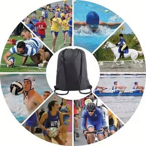 Cheap Custom Logo Sports Promotional Draw String Gym Bag 210D Polyester <b>Drawstring</b> <b>Backpack</b> - Product Image 4