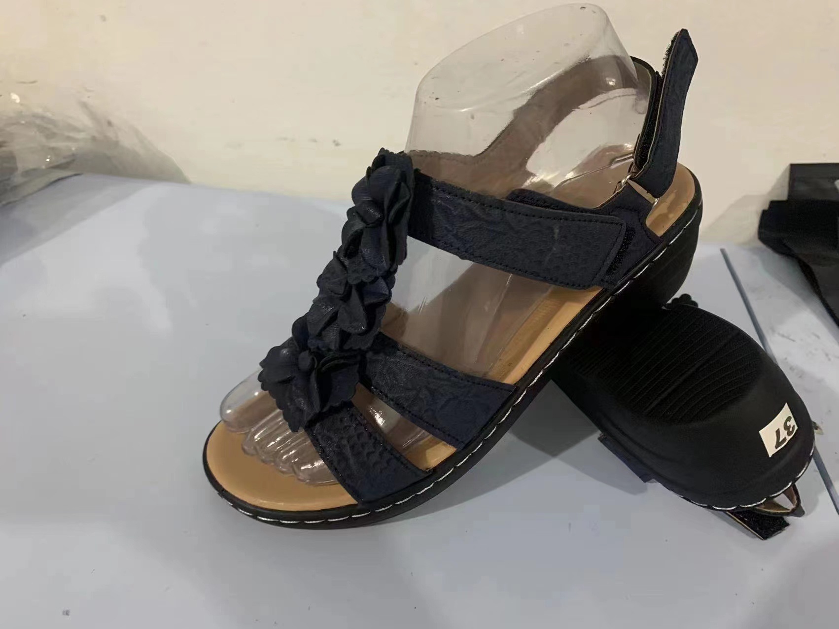 Summer Sandals Hollowed Wedge Heel Fish Mouth Flower Casual Comfortable Sandals Women