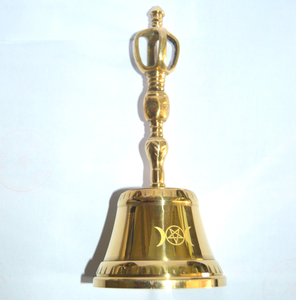 Campana per addome in ottone lucido con tripla luna e Design a stella campana magica per mago - Product Image 2