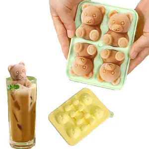 1pc Green Color Cute Bear Ice Cube Mold Silicone 3D Fun Shape Ice