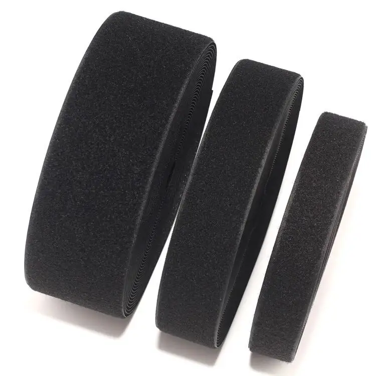 100% Voll polyester Velcroes Klett verschluss Grade D Gurtband Schwarzes Magic Tape Kunden spezifische Länge Breite Schnitt form