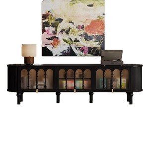 Weihang D01 Ripple TV Stand Black Solid Wood Storage <b>Cabinet</b> For Living Room American Style - Product Image 3