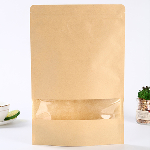 Bolsa de papel Kraft autosuficiente para té, nueces, embalaje de alimentos, diseño de ventana abierta con característica de impresión de huecograbado de materiales reciclados - Product Image 2