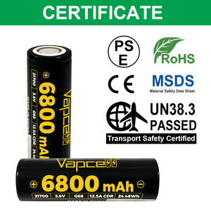 Batterie cylindrique au lithium-ion rechargeable <span class=keywords><strong>Vapcell</strong></span> G68 6800mAh <span class=keywords><strong>21700</strong></span> 12.5A 3.6V 1000 cycles pour vélo électrique et moto - Product Image 6