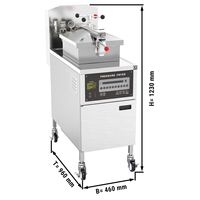 Freidora Eléctrica de Alta Presión de Grado Comercial Gastro GGM, Construcción de Acero Inoxidable, Sistema de Filtrado, 24 Litros, 13.5 KW, Digital