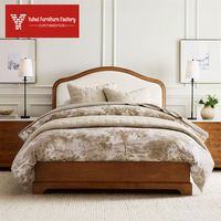 Lit de chambre à coucher de style campagnard américain en bois massif, lit double, lit simple, lit en tissu rembourré de style rétro français