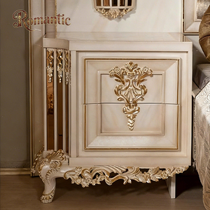 เตียงควีนไซส์สไตล์ตุรกีสุดหรูหุ้มกำมะหยี่สีเบจเคลือบเงาพร้อมตกแต่งด้วยสี<span class=keywords><strong>ท</strong></span>อง ชุดห้องนอนไม้เนื้อแข็งคุณภาพพรีเมียม - Product Image 4