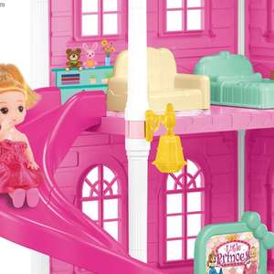 Kunststoff Schloss Baustein Ziegel Konstruieren Spielzeug Diy große Puppe Haus Kit rosa Spielzeug Baby puppe für Kinder - Product Image 4