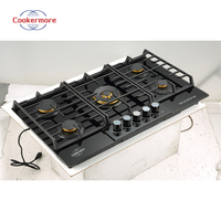 Appareils de cuisine CM-ZJH-G506 Table de cuisson à gaz à 5 brûleurs Allumage électronique Brûleur Batterie Alimentation Compatibilité Table de cuisson à gaz en métal