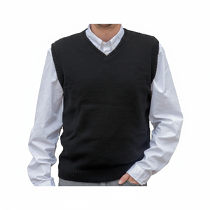 Chaleco de Punto con Capucha para Hombre, Color Negro, Cierre de Cremallera, Estilo Clásico, Informal, Formal, Abrigado para Invierno, Elegante - Product Image 1