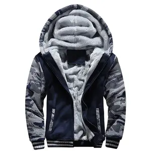 Veste pour homme Vestes d'hiver épaisses de camouflage pour homme Manteau polaire à manches longues Sweats à capuche décontractés Streetwear Manteaux pour homme