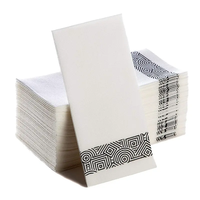 Couverts personnalisés de luxe serviettes en papier jetables blanches et noires serviettes Airlaid pour le déjeuner grossiste direct client