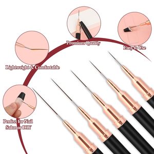 Ensemble de 5 pinceaux pour nail art, pinceaux pour gel UV, kits de pinceaux pour nail art, pinceaux pour lignes françaises, peinture, dessin, fleurs, <span class=keywords><strong>stylo</strong></span> pour <span class=keywords><strong>manucure</strong></span> - Product Image 2