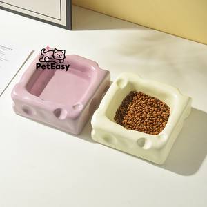 Nuova moda creativa forma di formaggio accessori per animali domestici ciotole in ceramica Anti-ribaltamento doppio uso Cat Dog <span class=keywords><strong>Bowl</strong></span> - Product Image 2