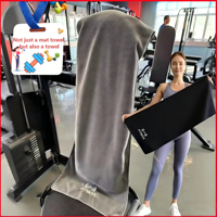 Serviette de sport absorbante pour le yoga et la gym avec poche, couverture anti-transpiration à bordure tissée unie, motif uni personnalisable