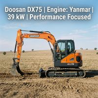 Excavatrice d'occasion Doosan Dx75/Dx85-9, modèle 2025, 7,5 tonnes, moteur Yanmar