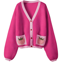 Pull avec LOGO Personnalisé pour Femmes Motif Brodé Tricots pour Dames Pull à Manches Bouffantes Hiver Manteau Tricoté Cardigan Pull pour Femmes