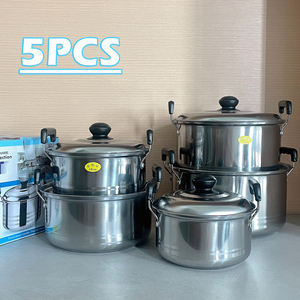 5'li Toptan Tencere Seti, Tencereler ve Tavalar, Kapaklı Mutfak Tencere Seti, YQ Çorba Tencereleri, Paslanmaz Çelik Güveç Seti - Product Image 2