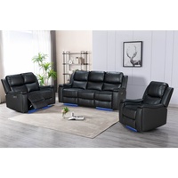 Canapé sectionnel inclinable moderne en bois, cuir véritable, inclinaison électrique, en forme de L avec console et porte-gobelets pour salon