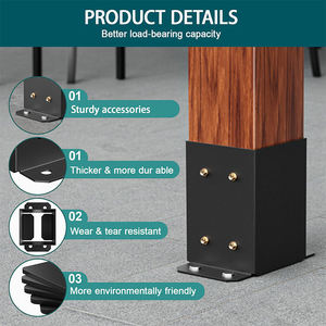 Support de poteau en acier robuste en forme de U, sur mesure, pour fixation sur béton humide, pour clôtures, garde-corps, pergolas et <span class=keywords><strong>bois</strong></span>, lot de 2 - Product Image 4