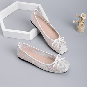 Xuanhui Nouvelle collection printemps <span class=keywords><strong>Mules</strong></span> plates pour <span class=keywords><strong>femme</strong></span> en maille, à bout carré, avec nœud, légères, ajourées, couleur bonbon - Product Image 3