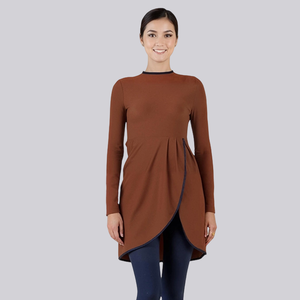 ملابس رياضية بالجملة للمسلمات، لون بني بحافة توليب، حماية من الأشعة فوق البنفسجية 50+، مضادة للتوهج، زي محتشم، مراقبة جودة متناسقة، جاهزة للشحن الفوري - Product Image 2