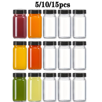 Gelas Plastik 2 Oz Dengan Tutup Hitam/Putih Botol Transparan Kecil Botol Mini Esensial Perjalanan Cocok untuk Jahe Kesehatan Anggur