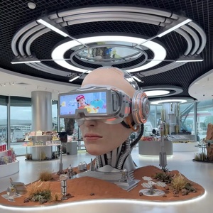 Sculpture <span class=keywords><strong>de</strong></span> tête mécanique interactive futuriste VR Installation d'art <span class=keywords><strong>de</strong></span> haute technologie pour la décoration commerciale et l'attraction des foules - Product Image 2