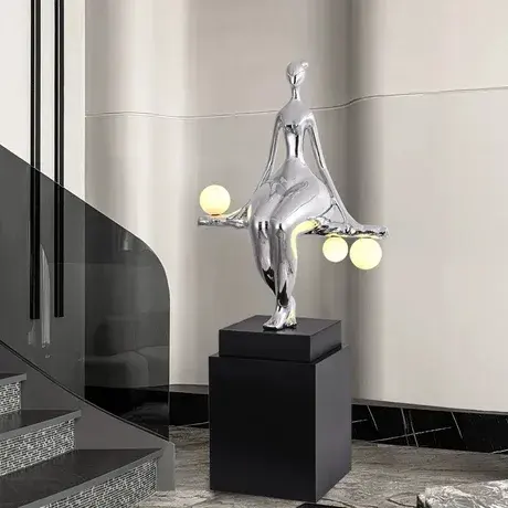 Luminária de piso para mulheres, estatueta de fibra de vidro em resina, luminária de luzes de decoração art déco, luminária de chão de arte humanóide, ideal para decoração de mulheres