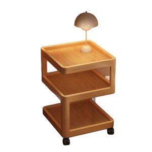 Mesa de Noche de Estilo Vintage con Superficie de Madera, Estante Móvil, Mesita de Noche Multifuncional para Dormitorio - Product Image 5