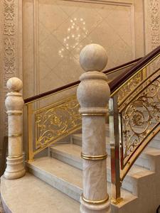 Biệt thự sang trọng nội thất lan can bằng đồng thiết kế hiện đại lan can bằng thép không gỉ và ban công khắc hoa văn lan can cầu thang - Product Image 5