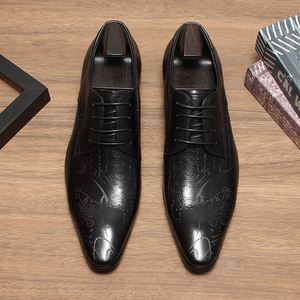 Chaussures pour hommes 2026 haut de gamme en cuir de vachette multicouche, à bout carré, légères, antidérapantes, respirantes, de haute qualité, grande taille, à lacets - Product Image 2