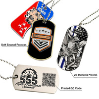 Collier personnalisé pour homme avec logo gravé, pendentif en acier inoxydable avec code QR, plaque d'identification émaillée, nom personnalisé, plaque d'identification 3D personnalisée