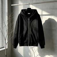 Sweat à capuche zippé pour homme en coton épais, style vintage vieilli, délavé à l'acide et effet soleil, en tissu gaufré thermique, personnalisable, pour fabricants